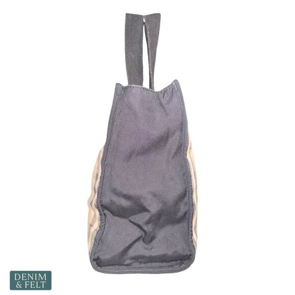 Burberry Nova Check Canvas Tote Bag Beige Black Red Plaid Shoulder Shopper Italy - Picture 6 of 14